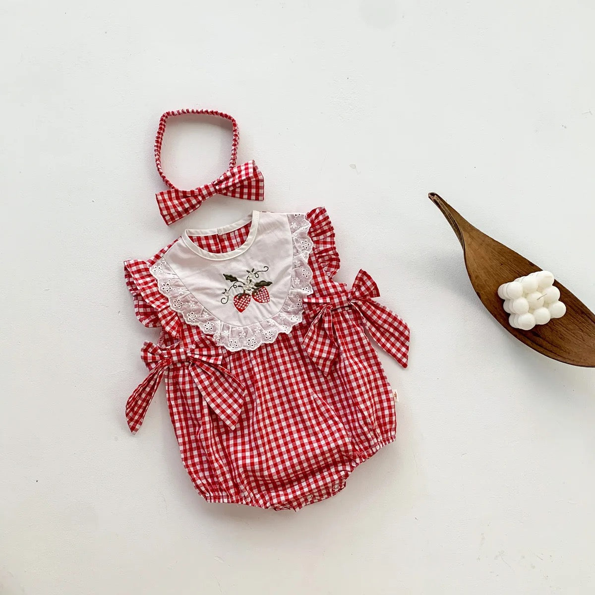 Strawberry cotton rompers