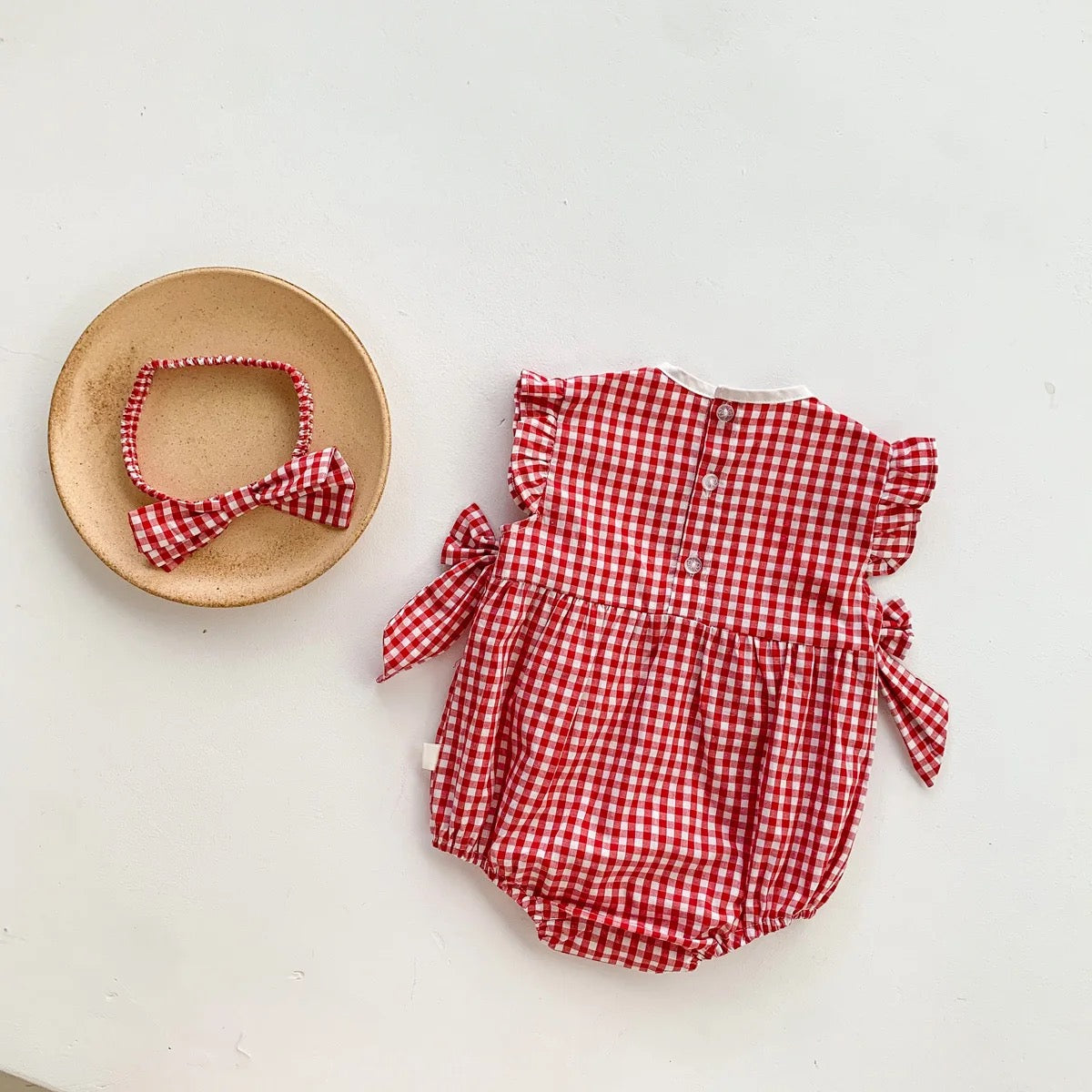 Strawberry cotton rompers
