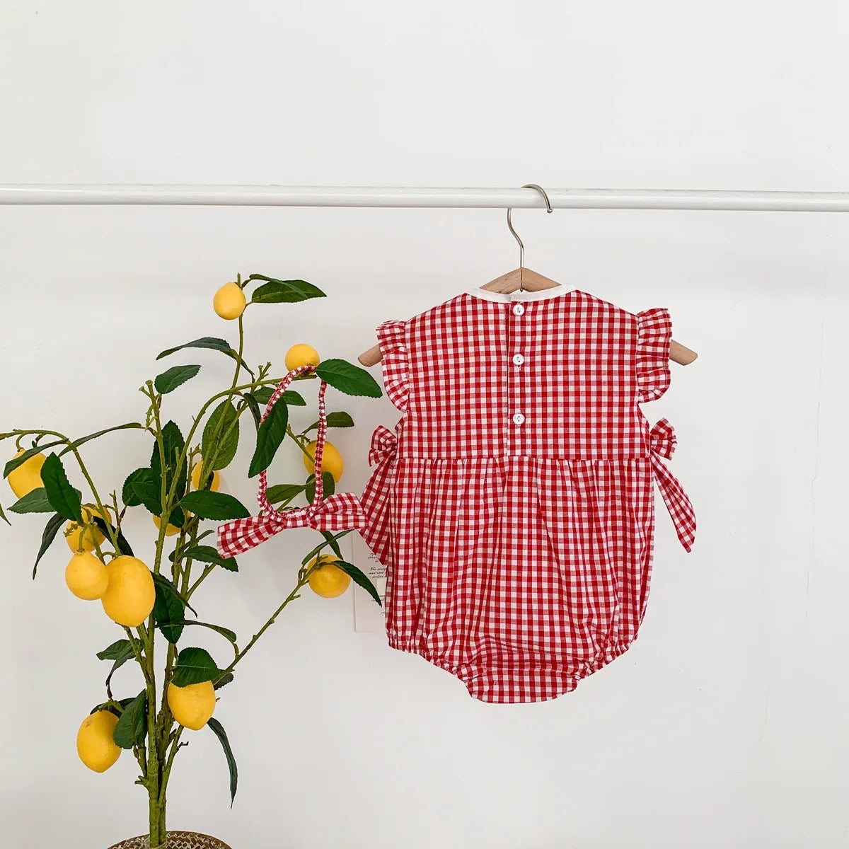 Strawberry cotton rompers
